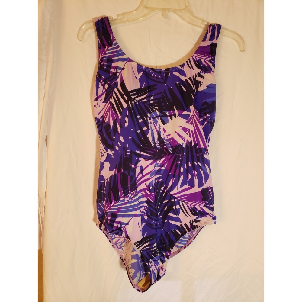 Women's LL Bean Purple Print Swimsuit Size 12L